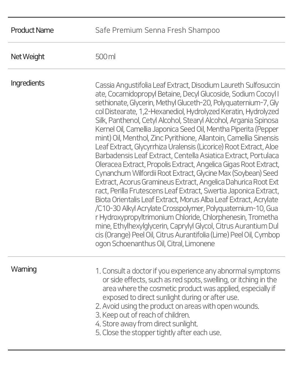 SAFE PREMIUM HENNA FRESH SHAMPOO 500ml