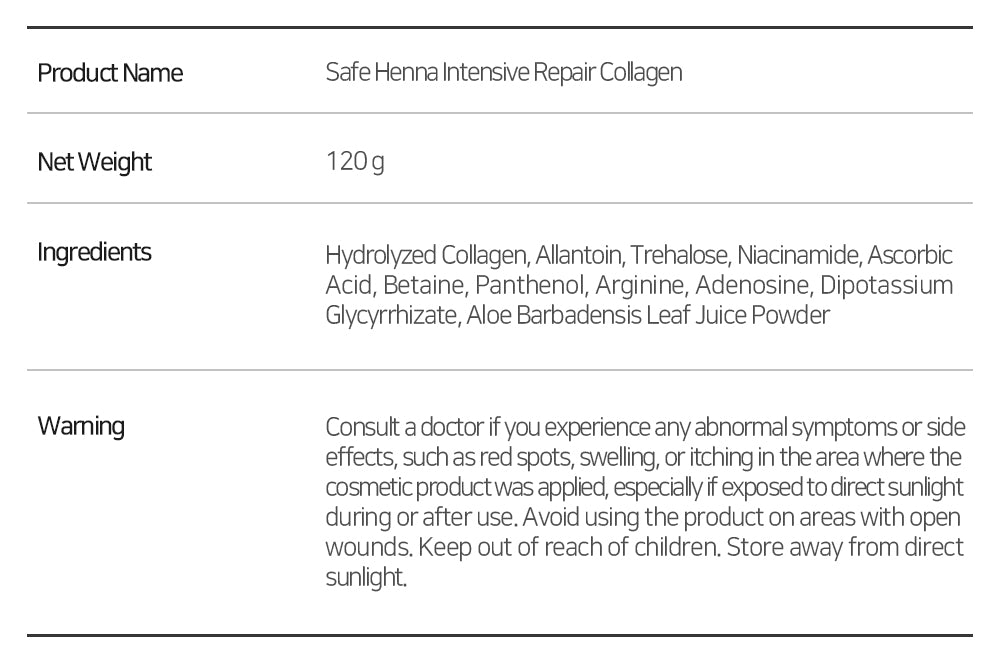 Safe Henna Intensive Repair Collagen 120g