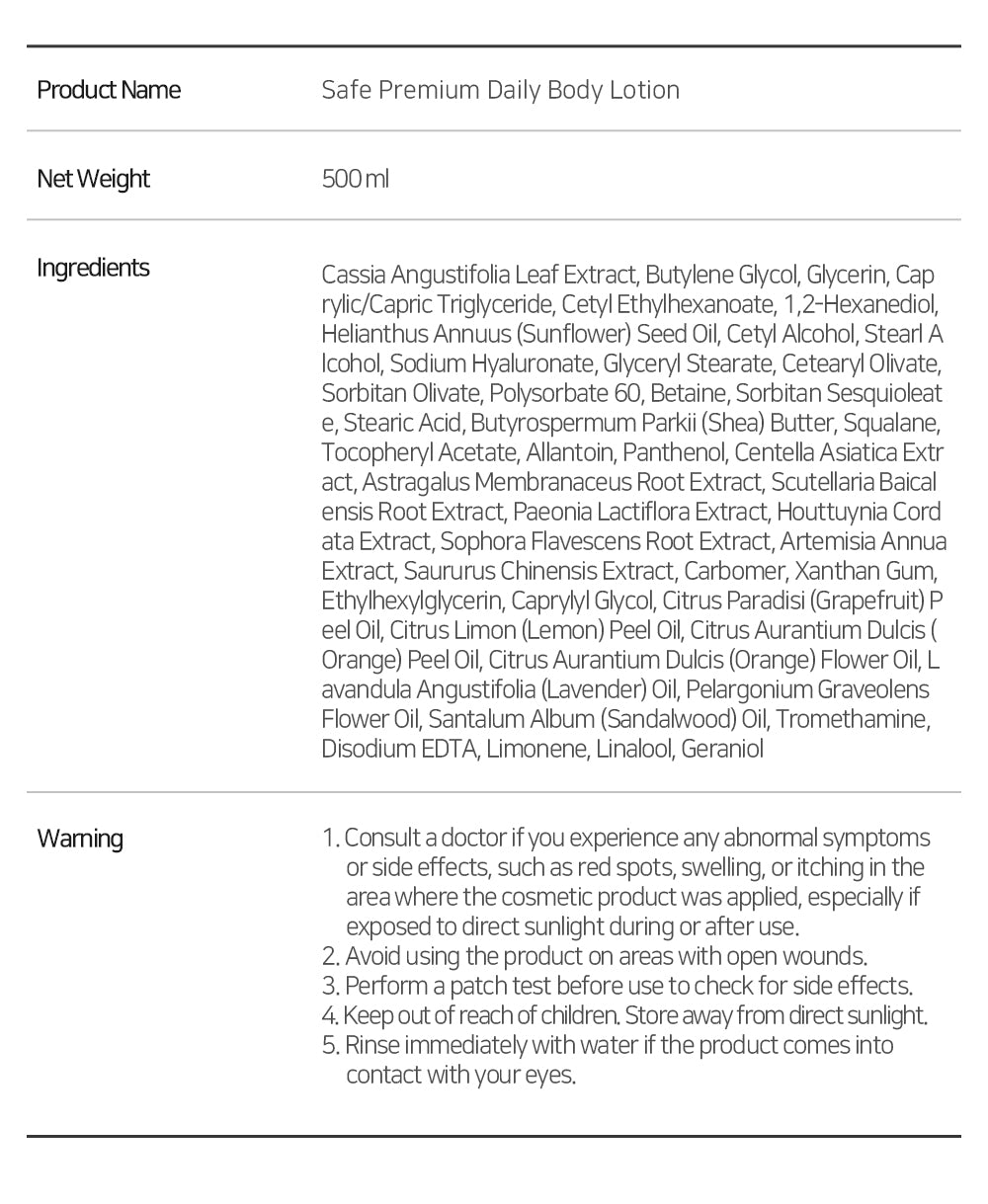 Safe Premium Daily Body Lotion 500ml