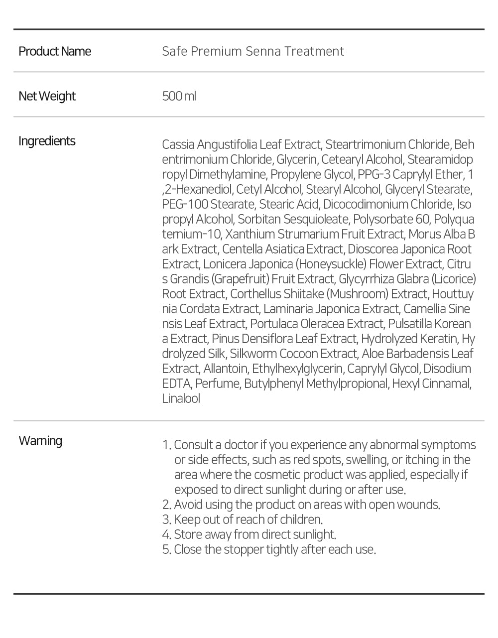 Safe Premium Senna Treatment 500ml