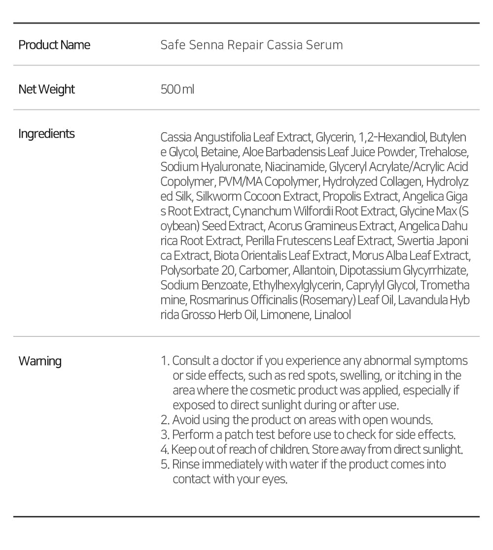 Safe Senna Repair Cassia Serum 500ml
