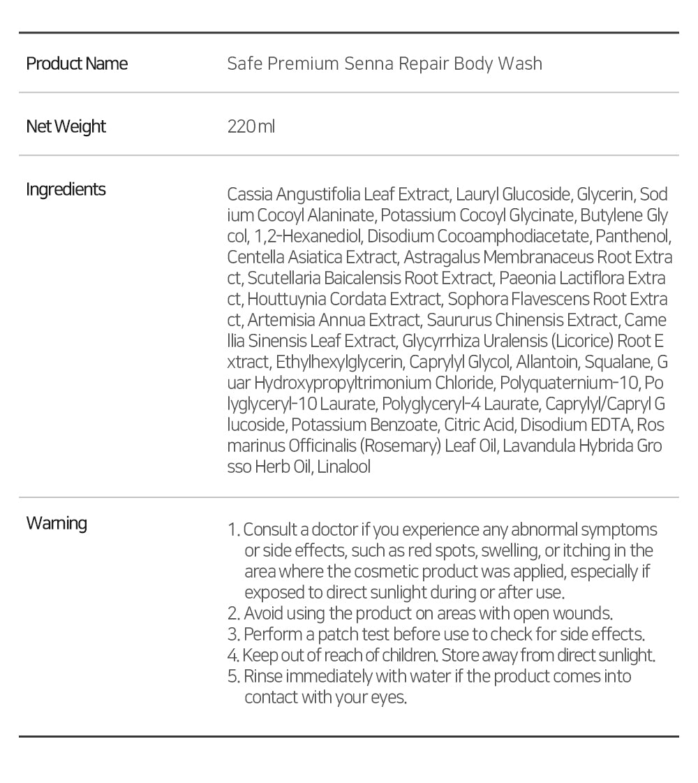 Safe Premium Senna Repair Body Wash 220ml