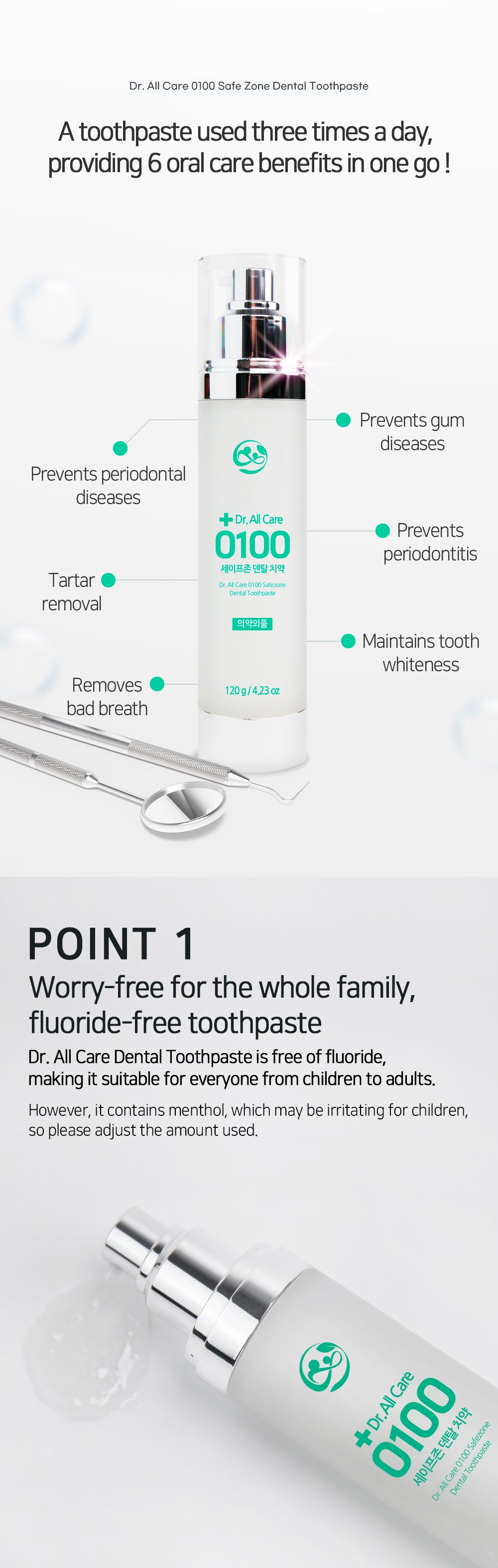 Dr. All Care 0100 Safe Zone Dental Toothpaste Pouch 180g