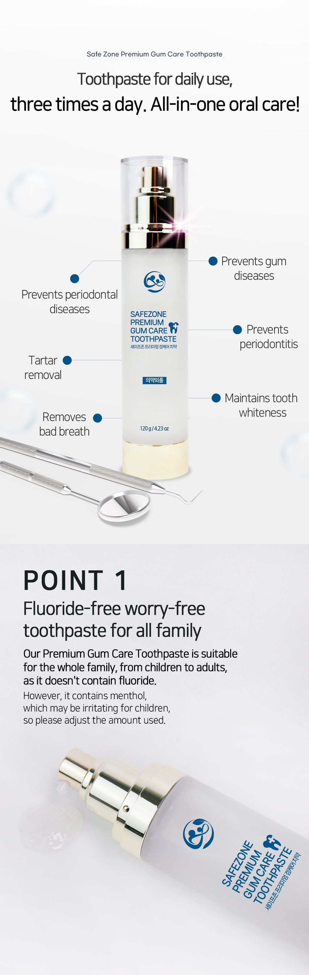 SAFEZONE PREMIUM GUM CARE TOOTHPASTE Pouch 180g